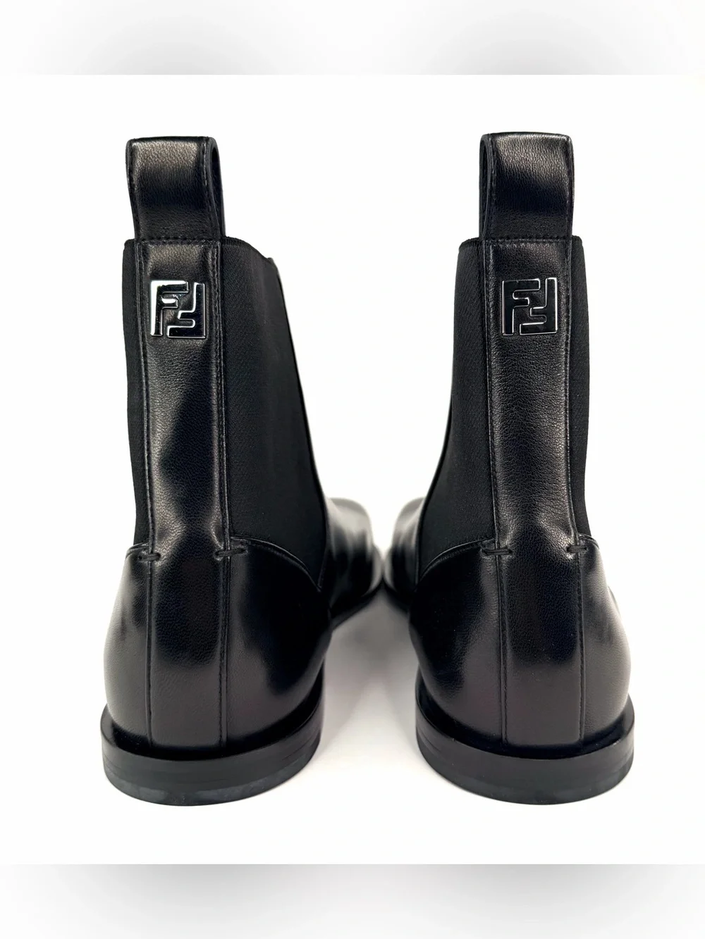Fendi FF Chelsea Men Nappa Black Leather Men Ankle Boots UK 9 - US 10 - EU 43
